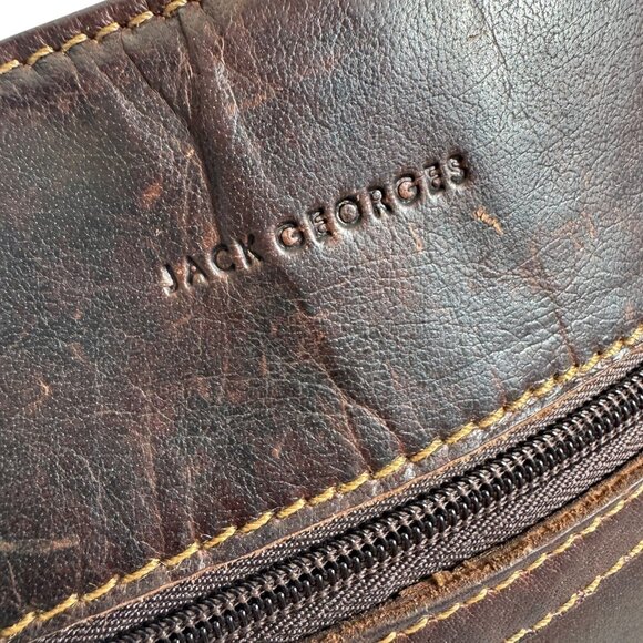 Jack Georges Voyager Messenger Crossbody Bag Distressed Brown Leather Unisex - Picture 6 of 8